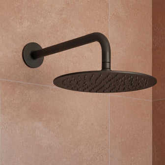 matt black shower head 250mm with 400mm shower arm Main image