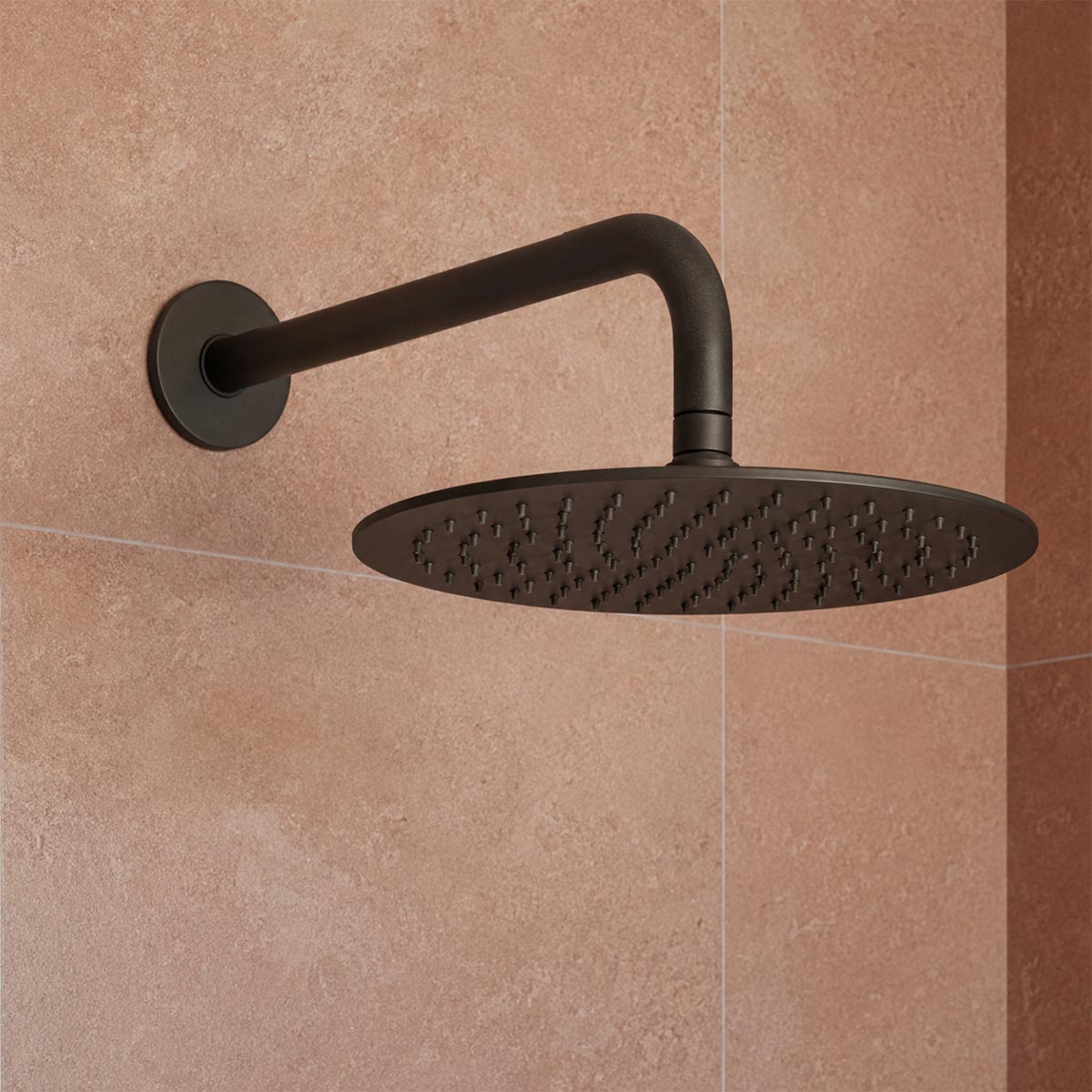 matt black shower head 250mm with 400mm shower arm