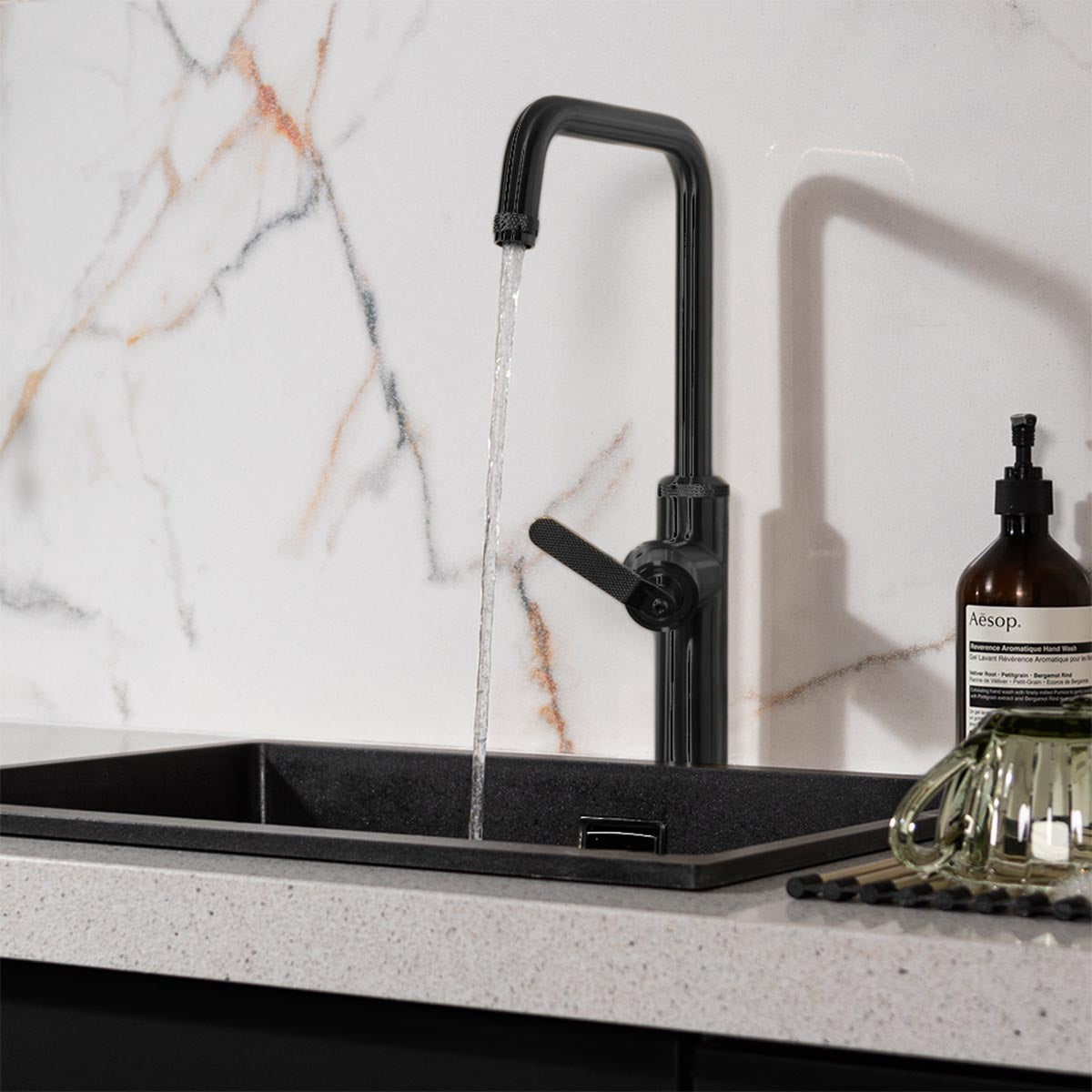black kitchen mixer tap
