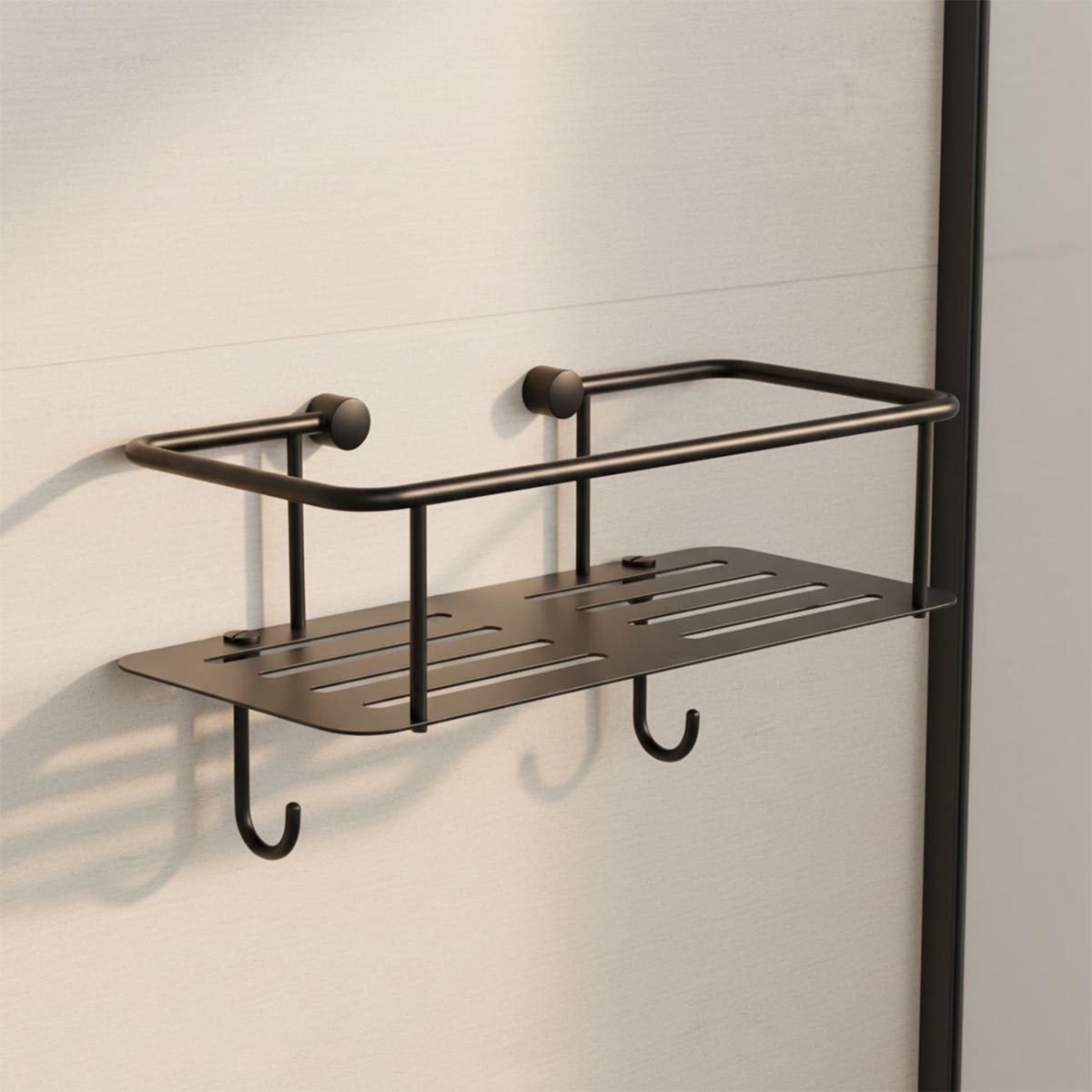 matt black square shower caddy