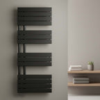 matt black tall bathroom radiator dual fuel