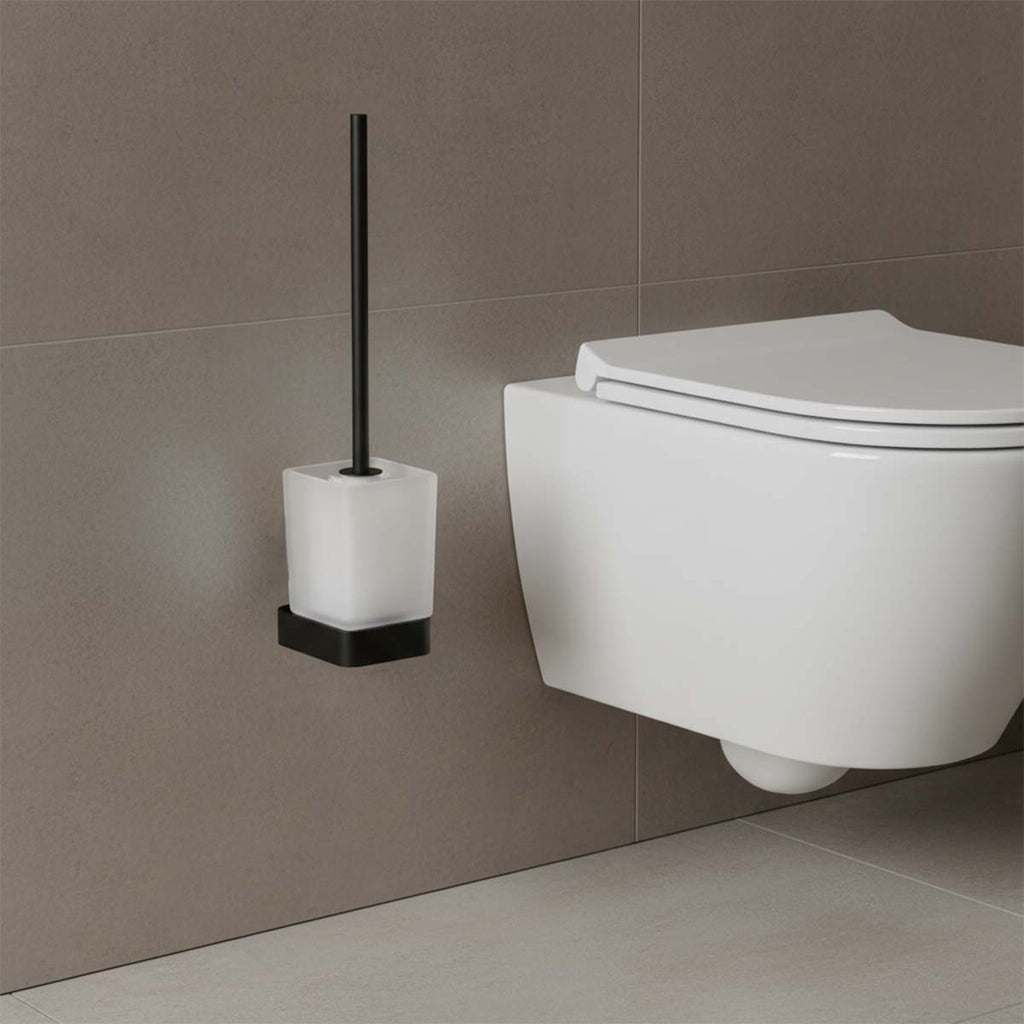 matt black toilet brush holder wall mounted