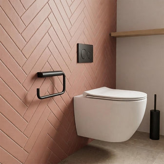 matt black toilet roll holder wall mounted Main image