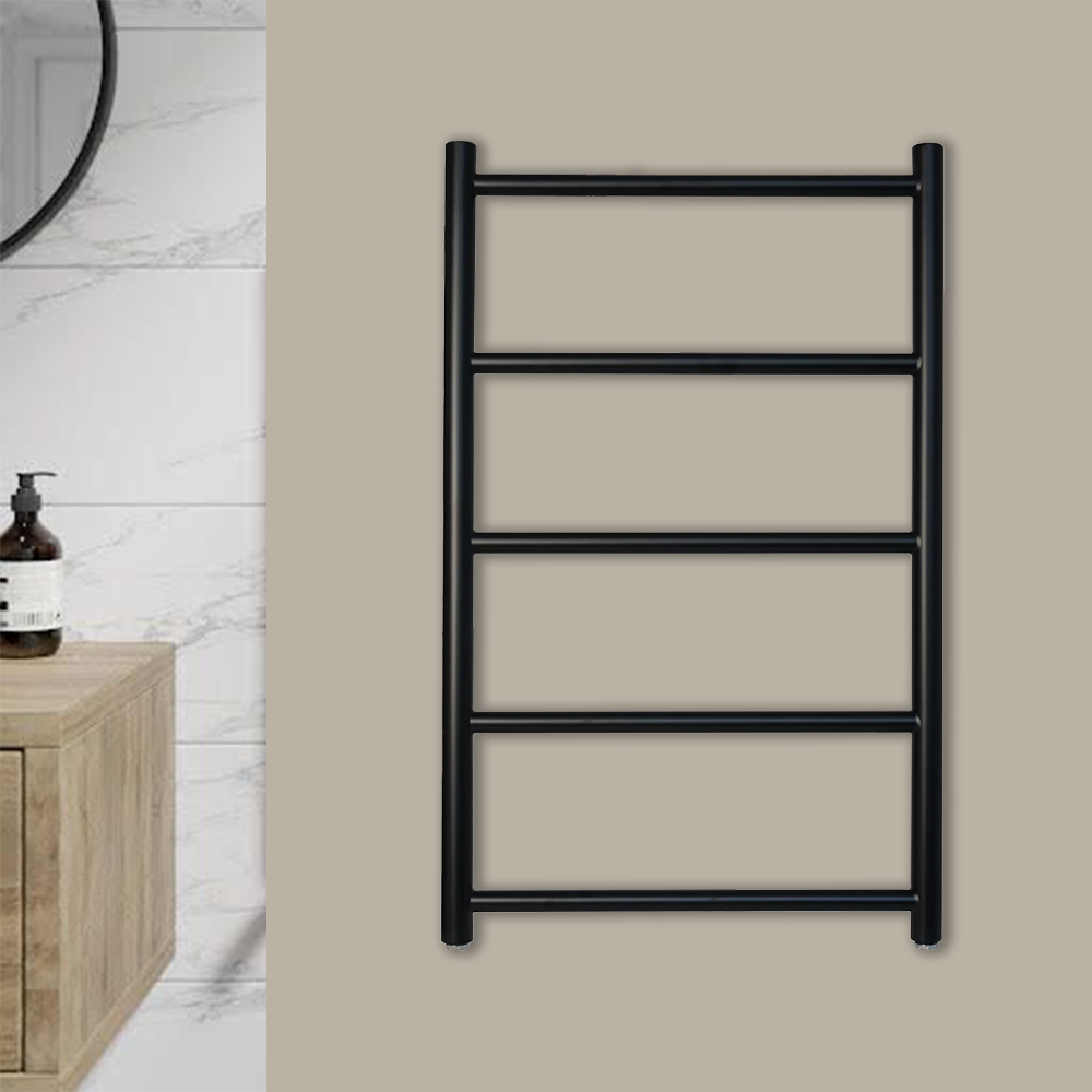 small matt black towel rail dual fuel