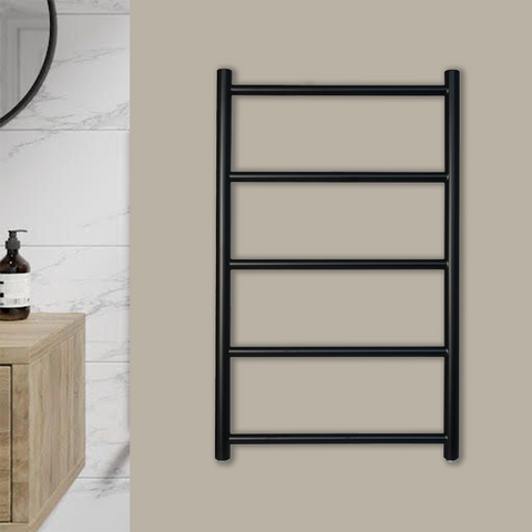 black heated towel rail