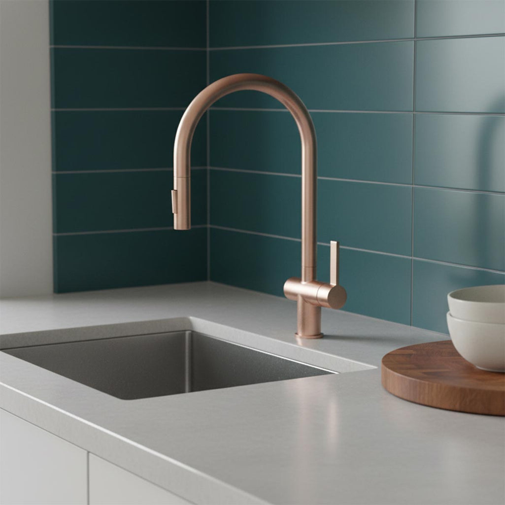 rose gold kitchen tap with pull out