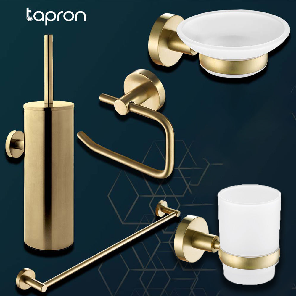 Toilet Brush Holder gold towel Rails soap dish roll holder toothbrush holder- Tapron Main image
