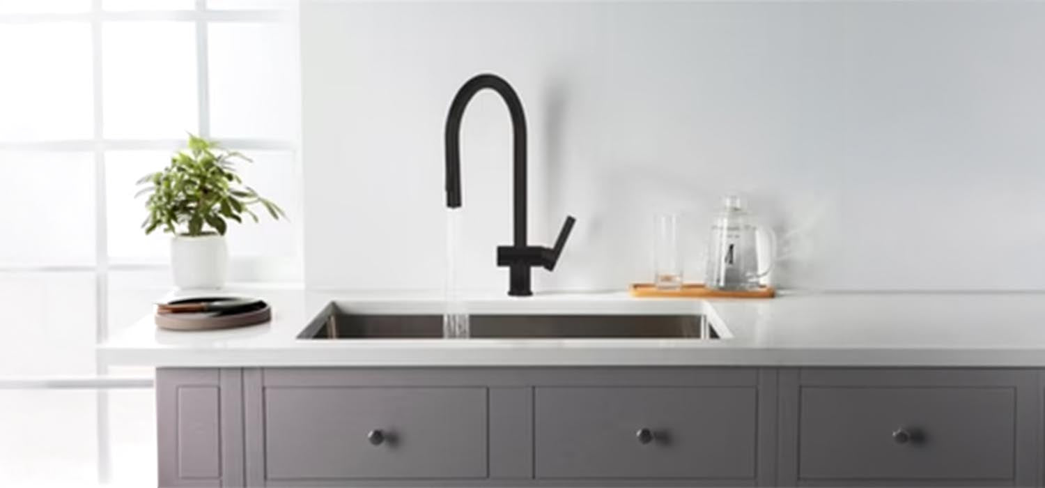 modern black kitchen tap