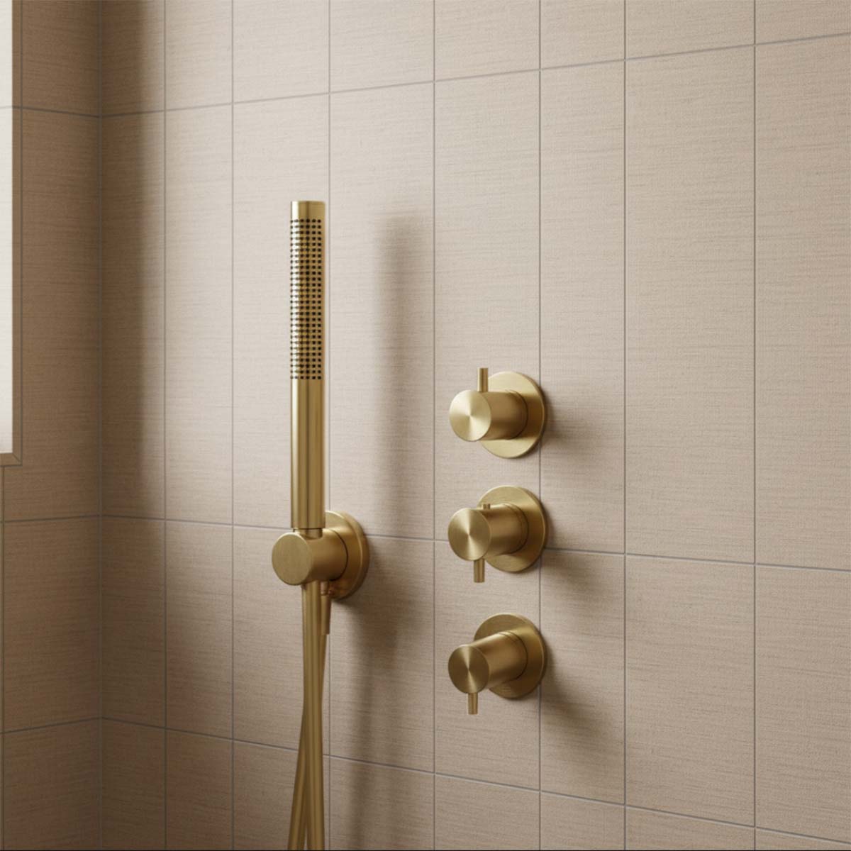 2 outlet shower valve - brushed brass