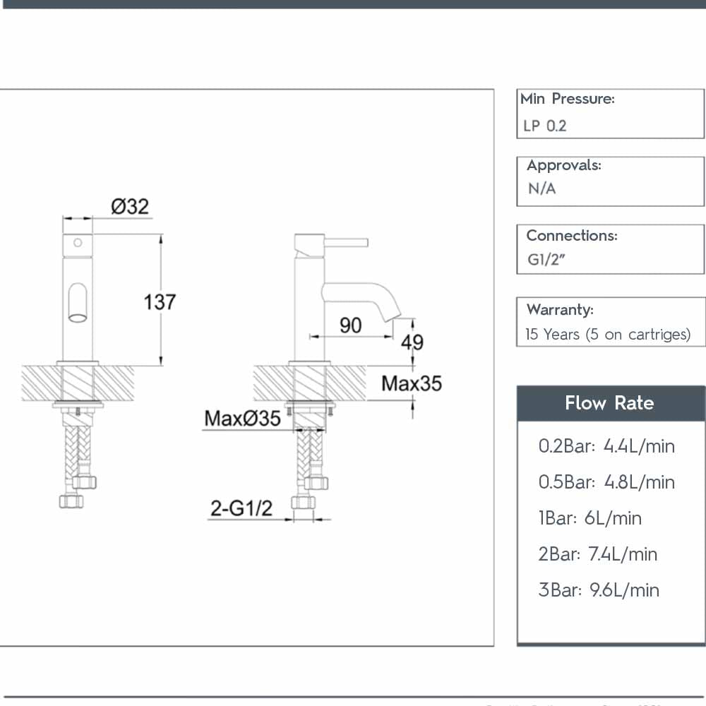 mono basin mixer technical drawing-tapron