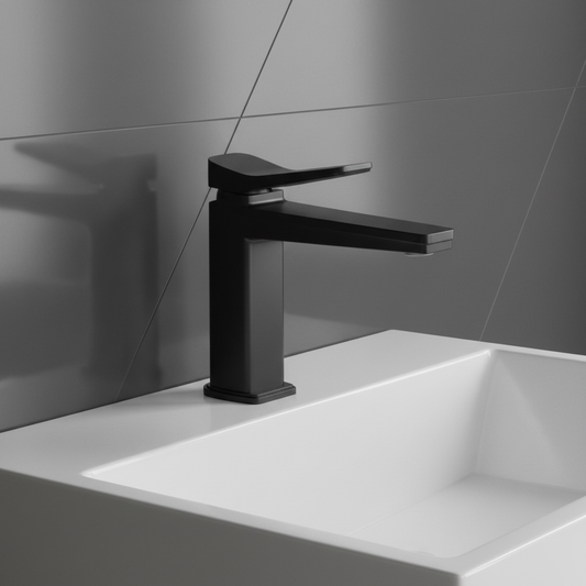 Single Lever Basin Mixer Tap Deck Mounted - Black