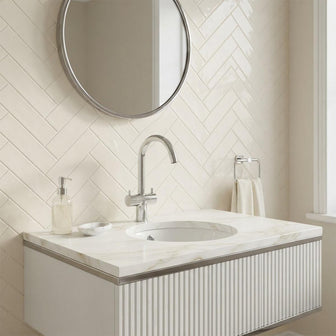 Twin Lever Basin Mixer Tap with Swivel Spout - Chrome Secondary image