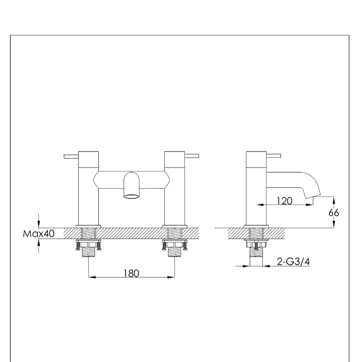 mono deck mounted bath tap 