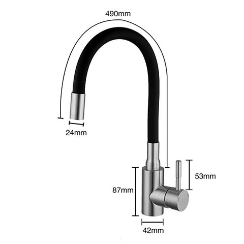 Mono Kitchen Tap  Brushed Stainless Steel Finish with Colour Spout