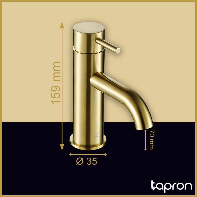 Gold Single Lever Basin Mixer Tap-Tapron