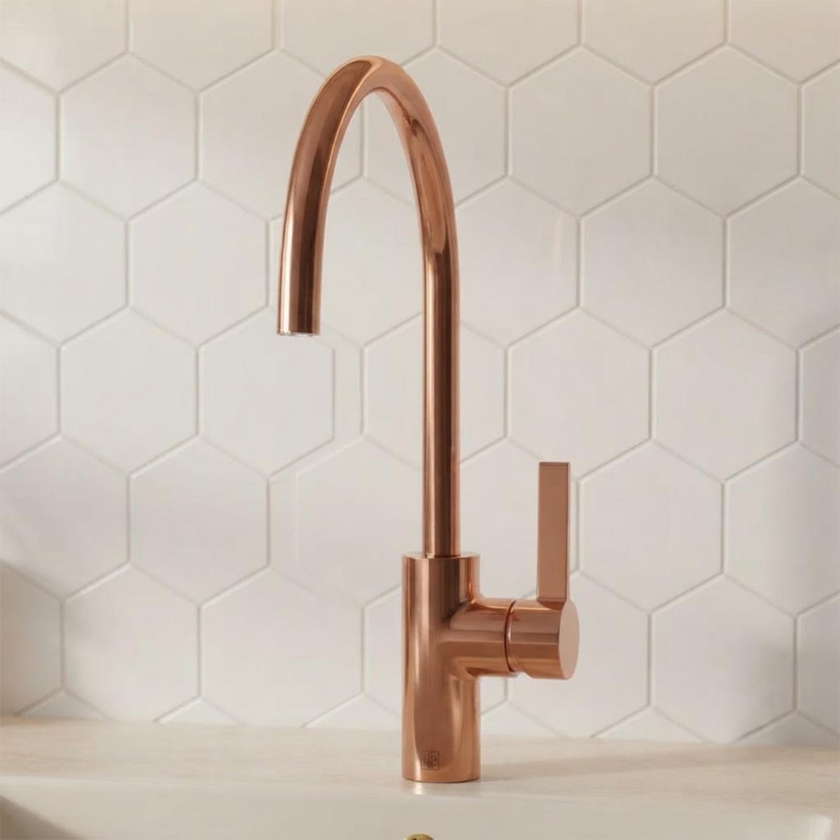 monobloc rose gold kitchen tap