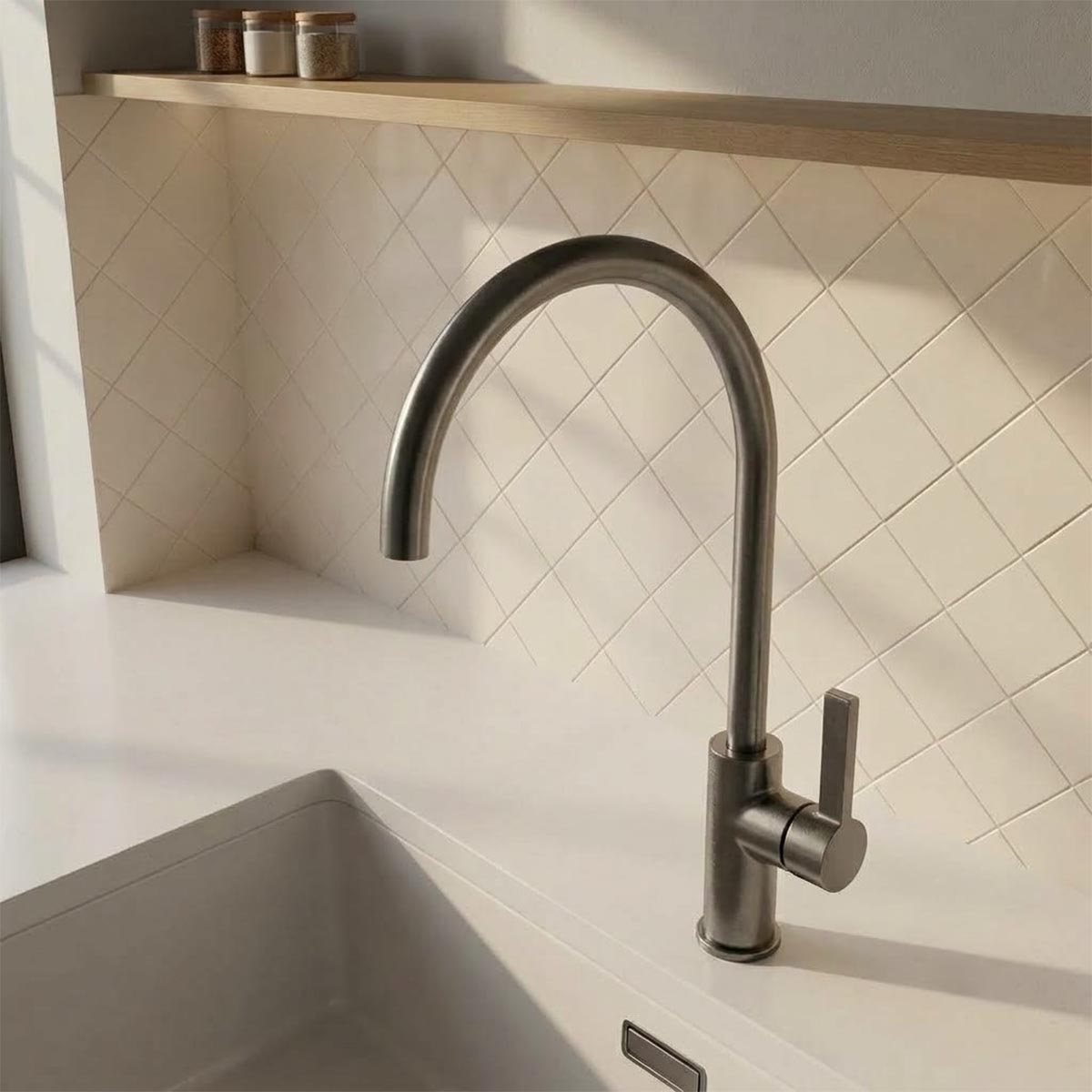 monobloc single lever gunmetal kitchen tap 