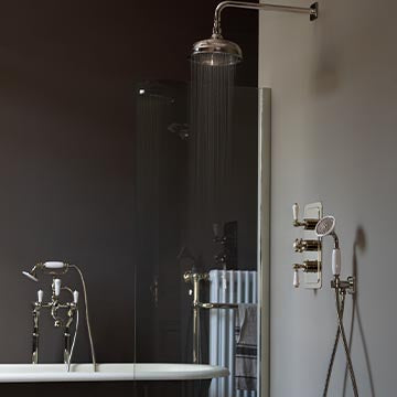 Nickel Bath Tap Shower Set And Towel Radiator