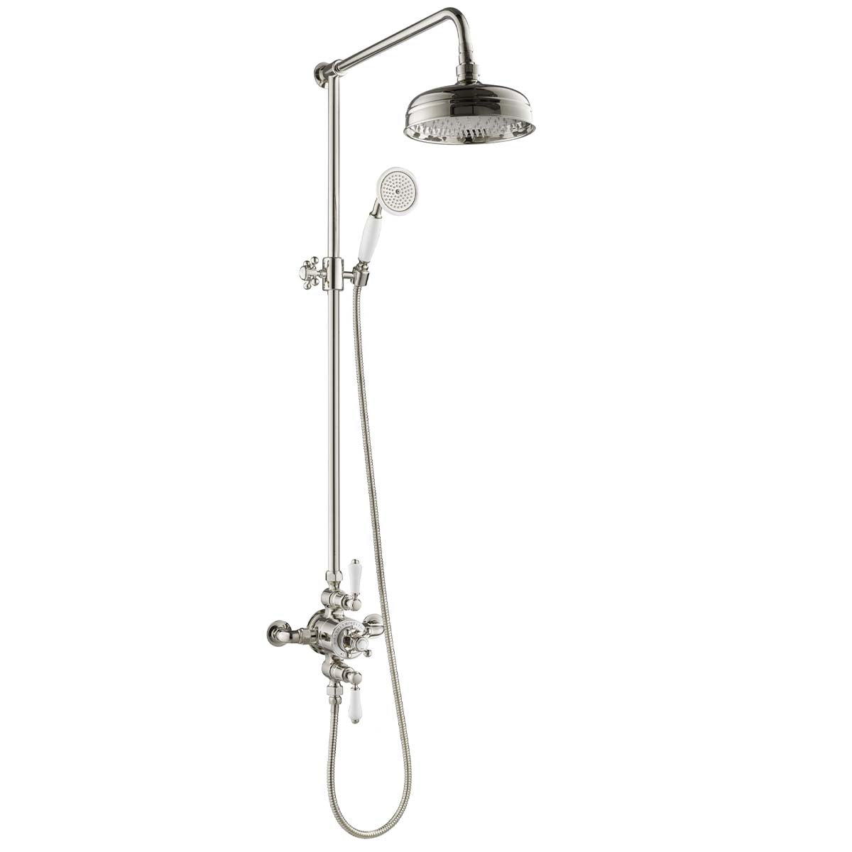 Traditional Exposed Thermostatic Shower Valve with Riser and Kit - Brushed Nickel Secondary image