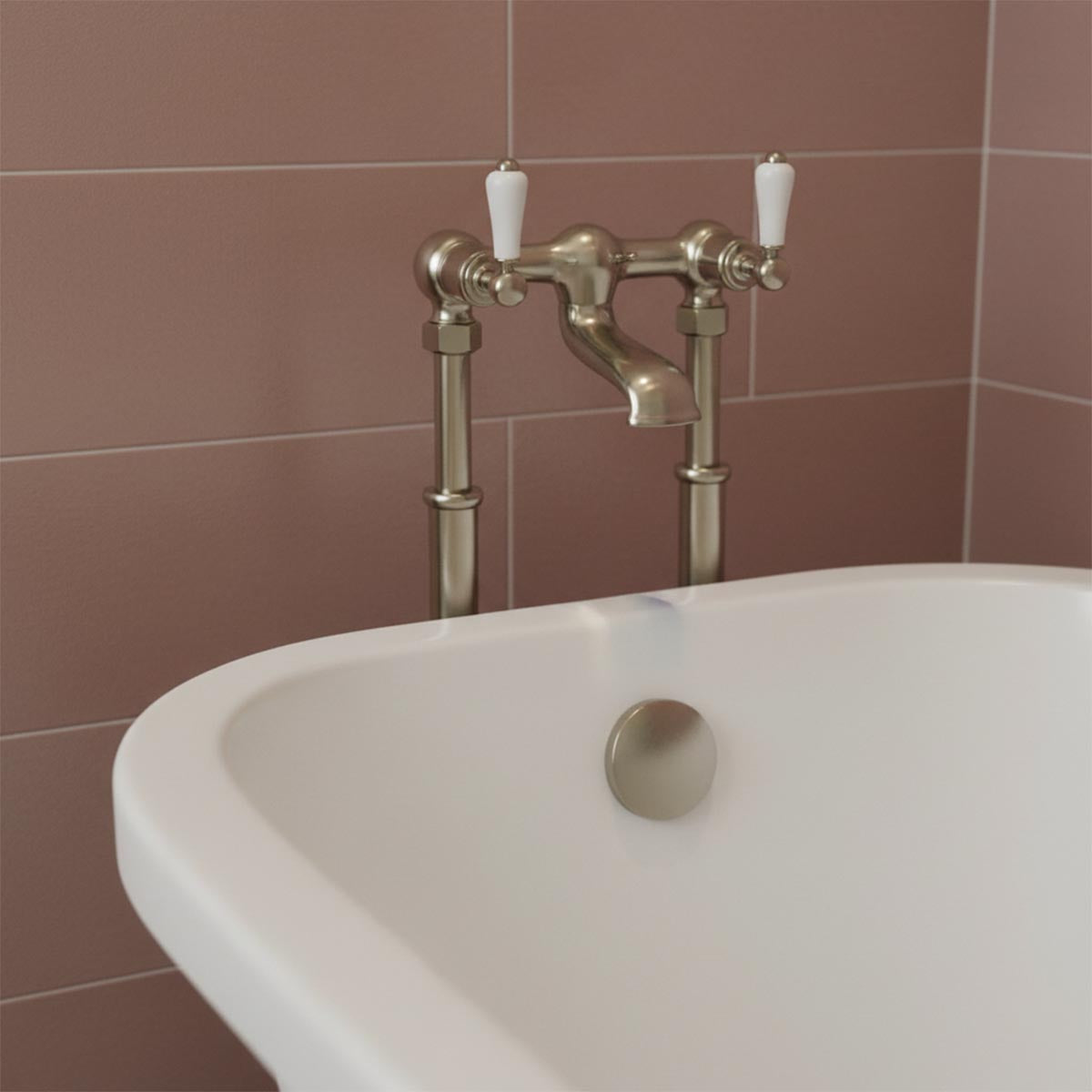 brushed nickel freestanding bath tap
