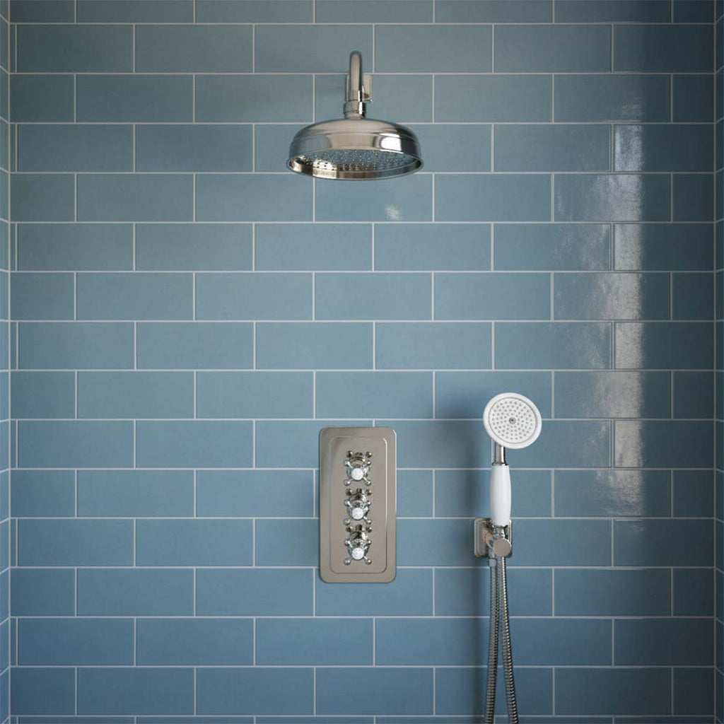 nickel shower head and arm set 