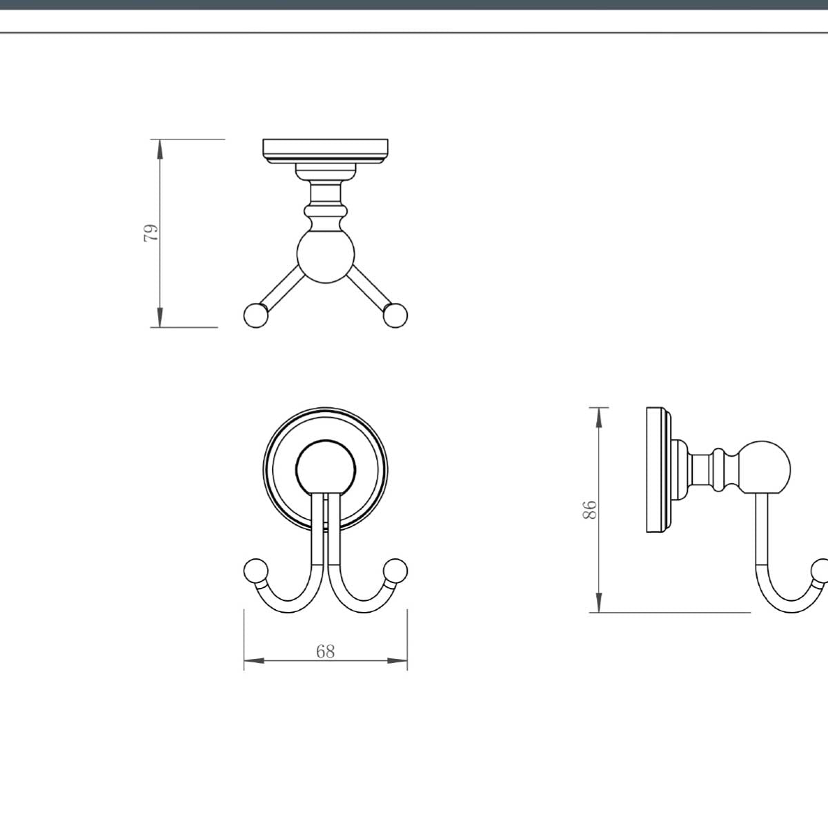 nickel towel double robe hook