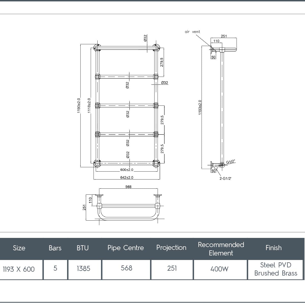 nickel towel rail dual fuel 