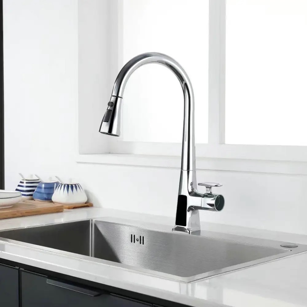 stainless steel pull out kitchen tap