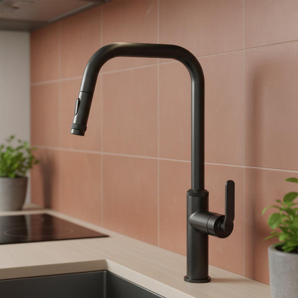 black pull out kitchen tap