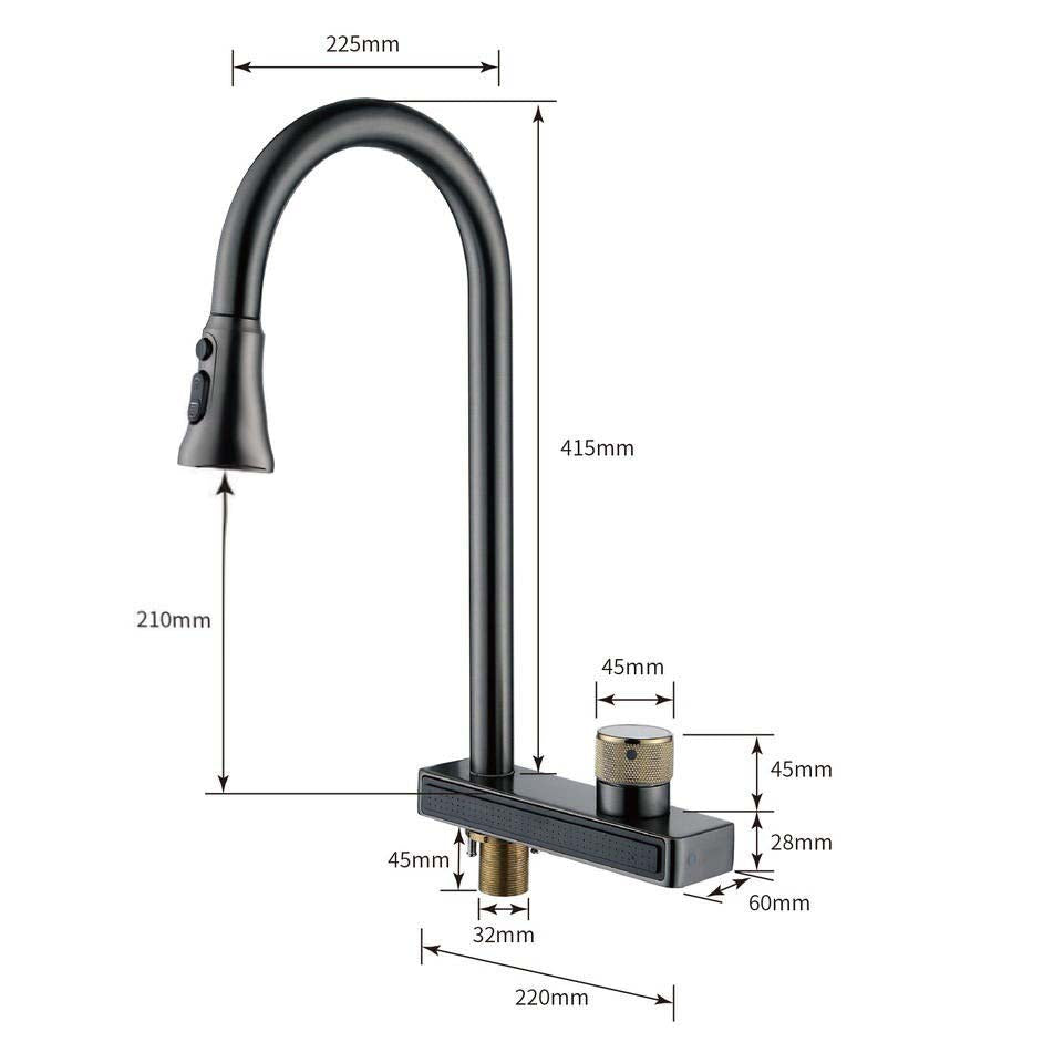 Black Pull Out Kitchen Tap 3 Mode Function Sprayer and Waterfall Secondary image