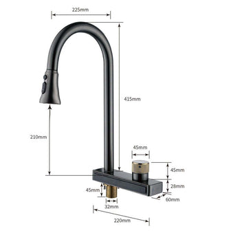 Black Pull Out Kitchen Tap 3 Mode Function Sprayer and Waterfall Secondary image
