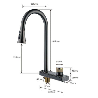 Black Pull Out Kitchen Tap 3 Mode Function Sprayer and Waterfall Secondary image