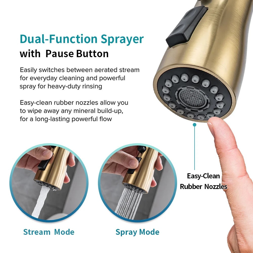 Black and Gold Kitchen Tap with Pull Out Spray Secondary image