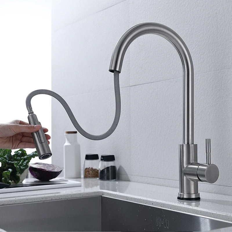 brushed nickel pull out kitchen tap - Tapron