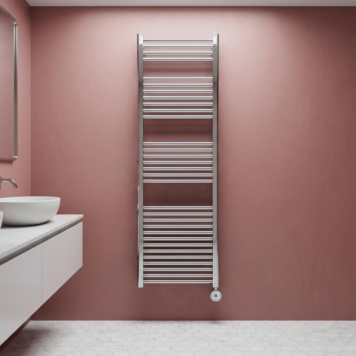 rall chrome electric heated towel rail with thermostat