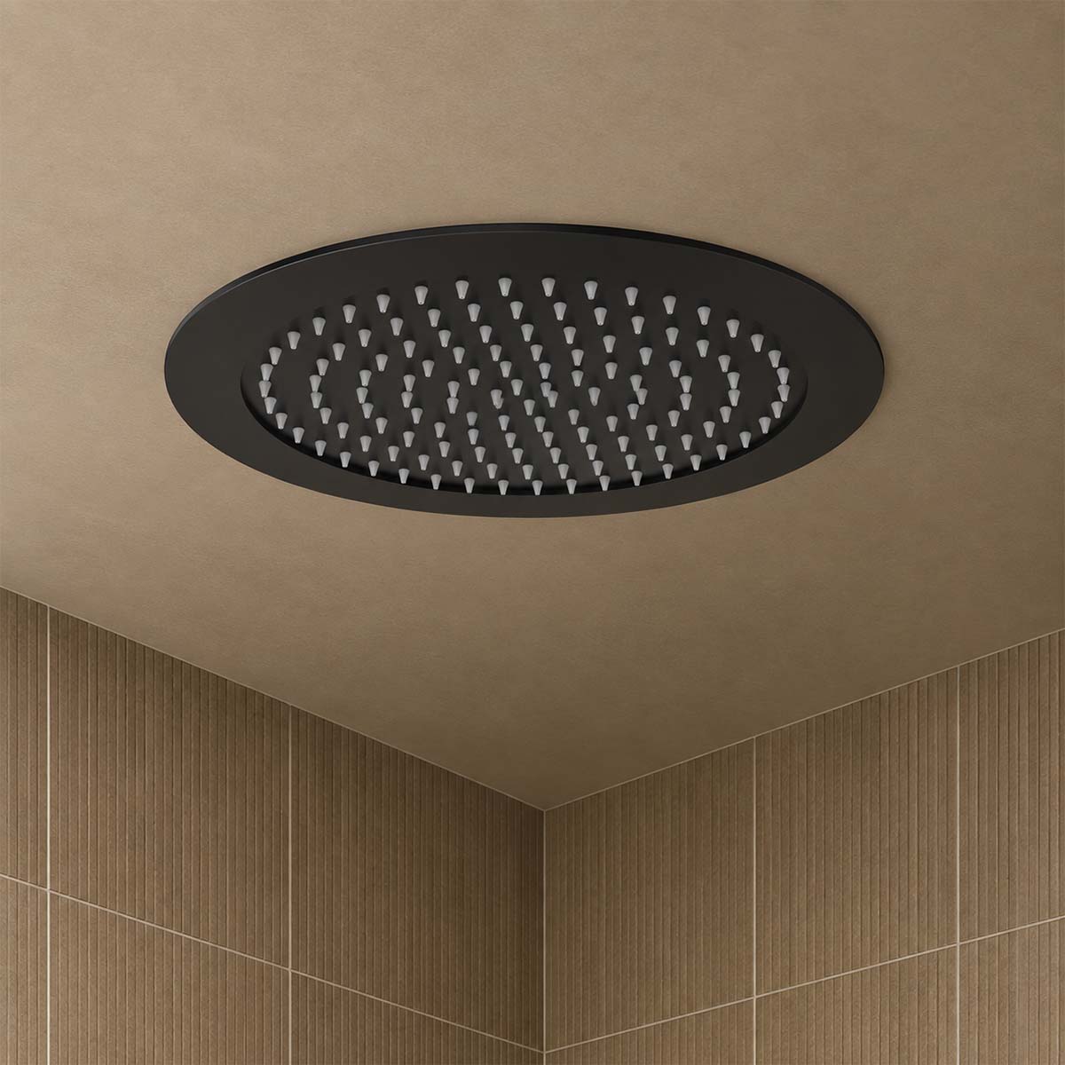reccessed shower head matt black 300mm