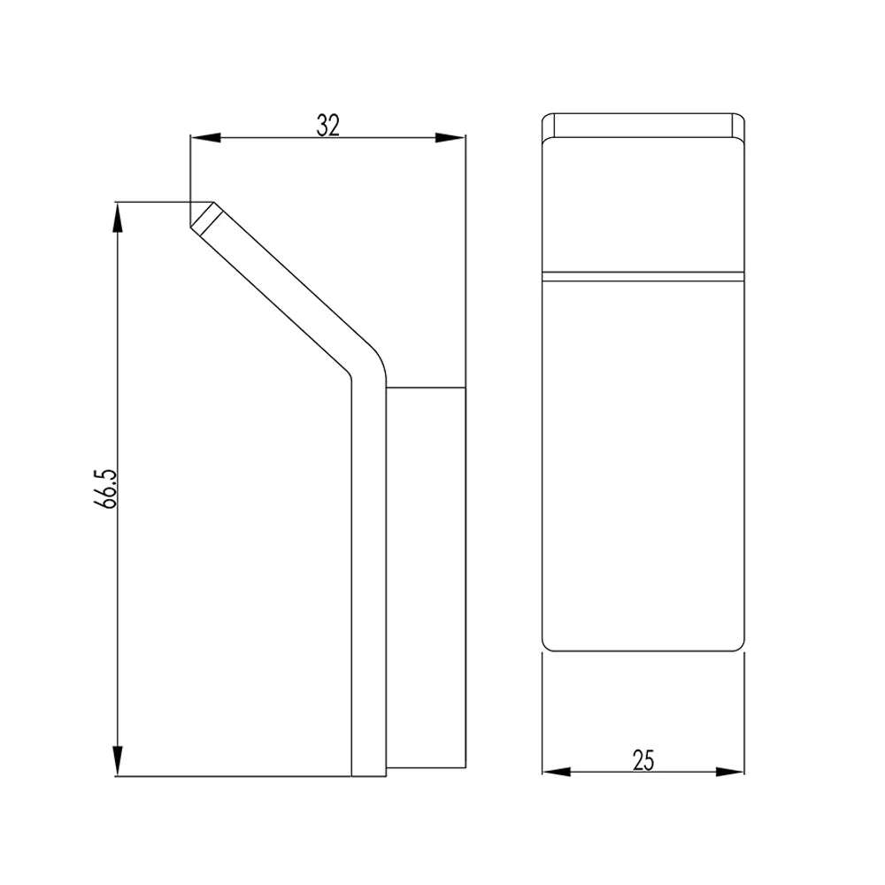 Wall-mounted single robe hook - Technical drawing