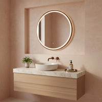 round bronze bathroom mirror with light