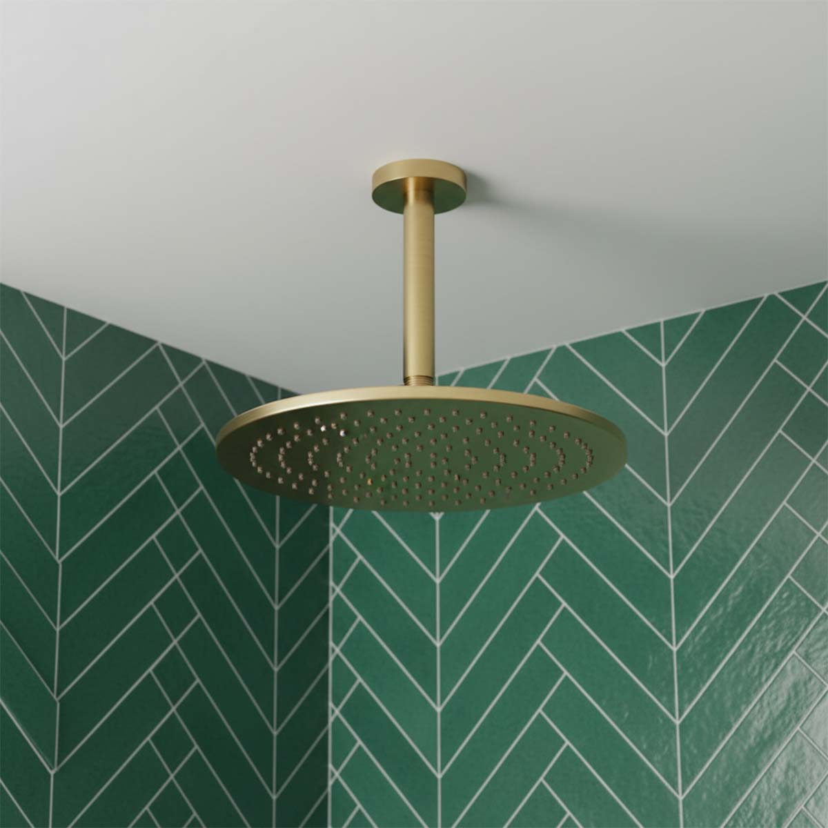 round fixed shower head - brushed brass