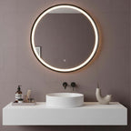 black round bathroom mirror with light