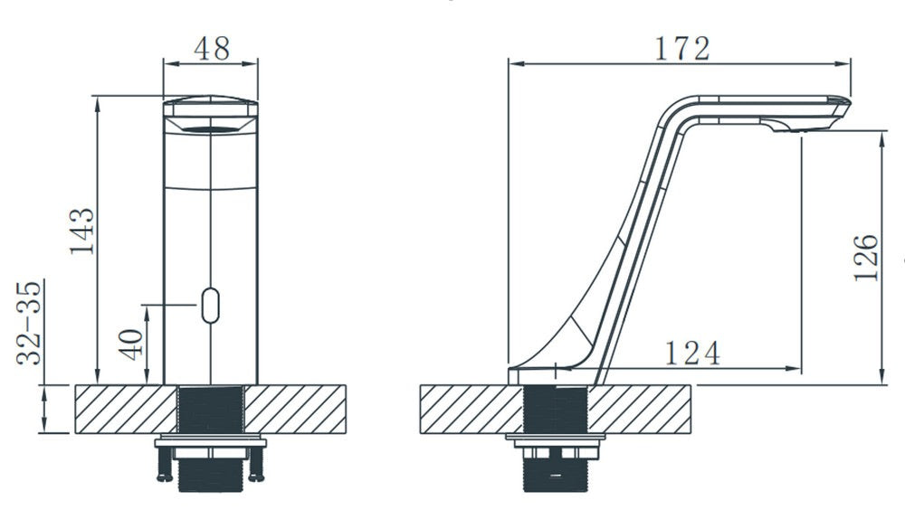 motion infrared basin tap matt black