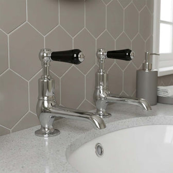 set of chrome traditional basin pillar taps Main image