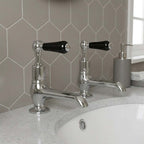 set of chrome traditional basin pillar taps