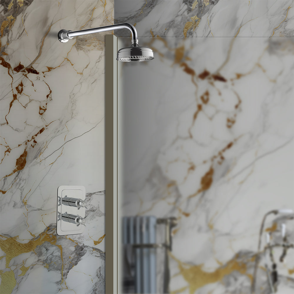 Traditional Single Outlet Thermostatic Shower Valve - Chrome Finish Secondary image