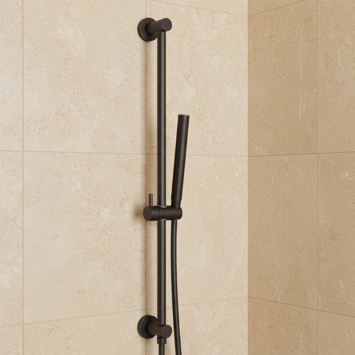 shower slider rail set matt black  Main image