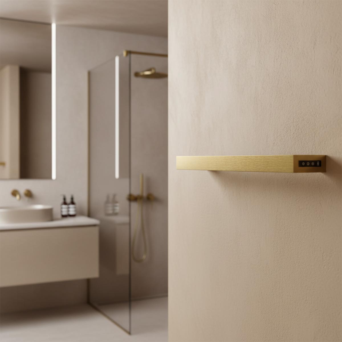 single bar electric towel rail  brushed brass