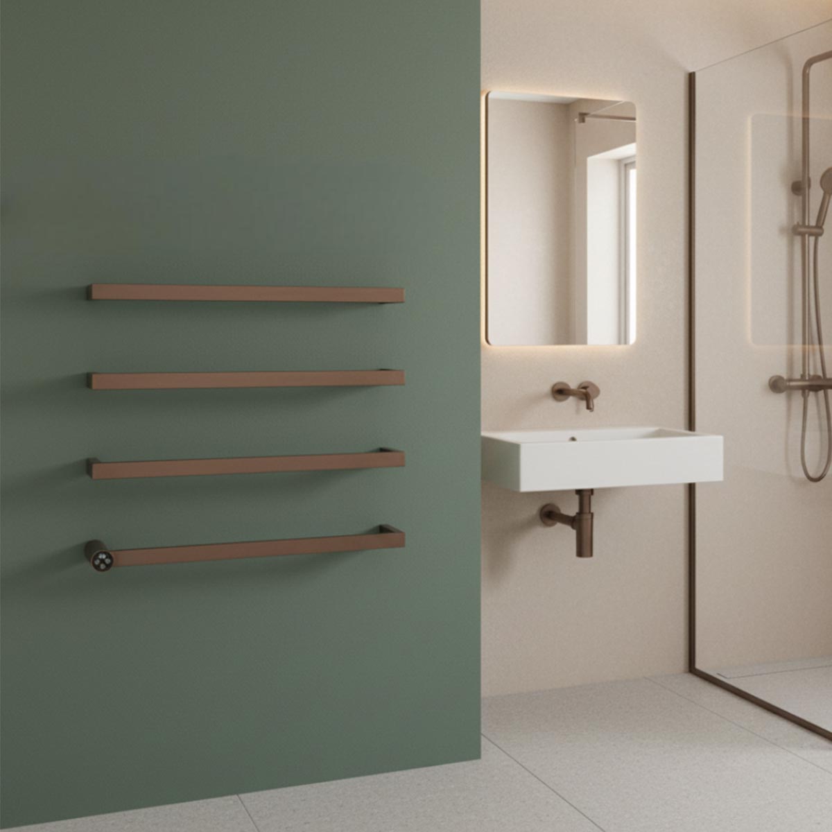 single bars electric heated towel rail brushed bronze