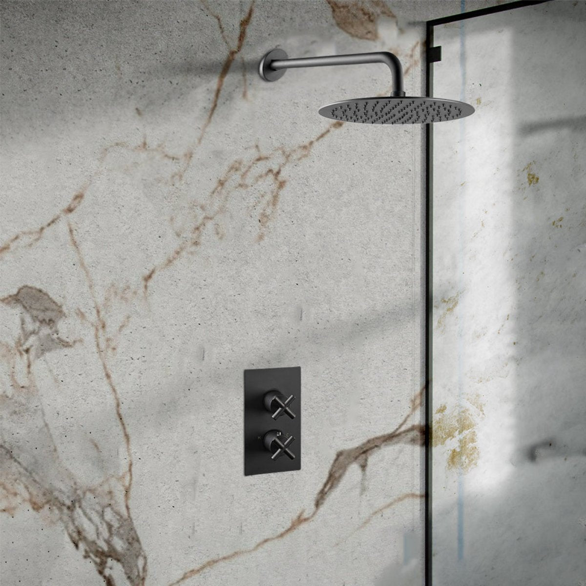 Matt Black Single Outlet Concealed Thermostatic Shower Mixer Valve Secondary image