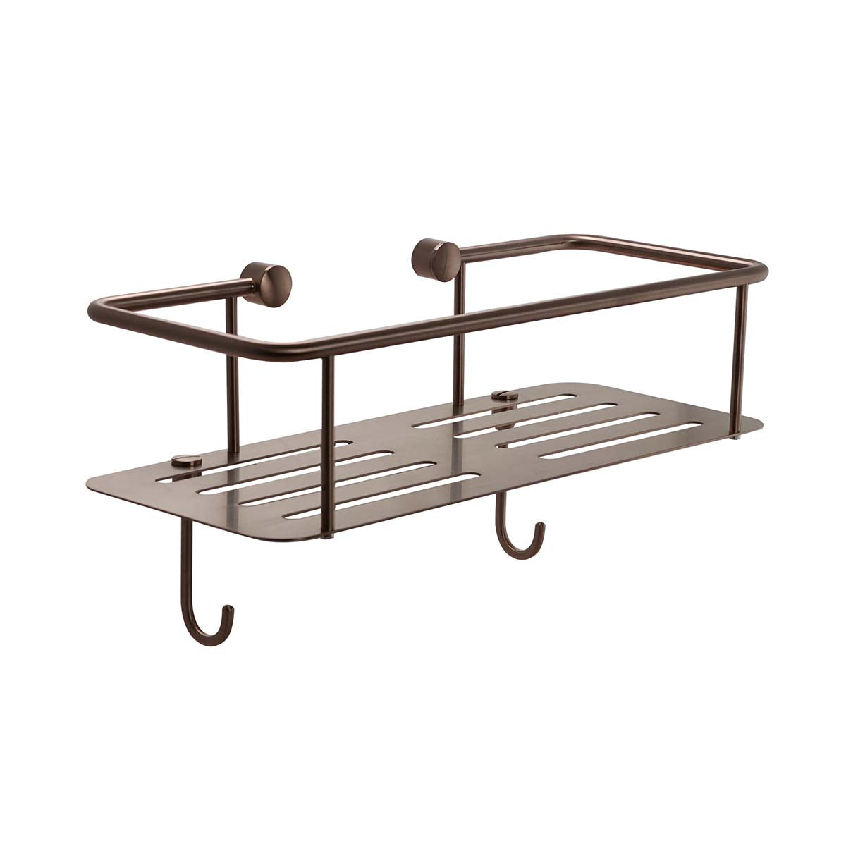  single square shower basket - brushed bronze