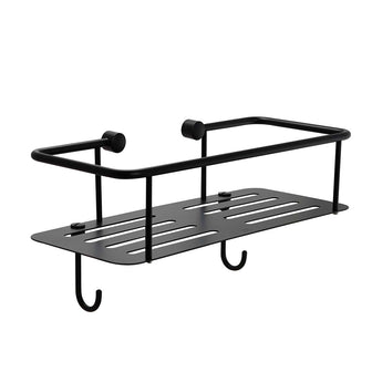 Matt Black Single Square Shower Basket with Hanging Hooks 300mm Secondary image